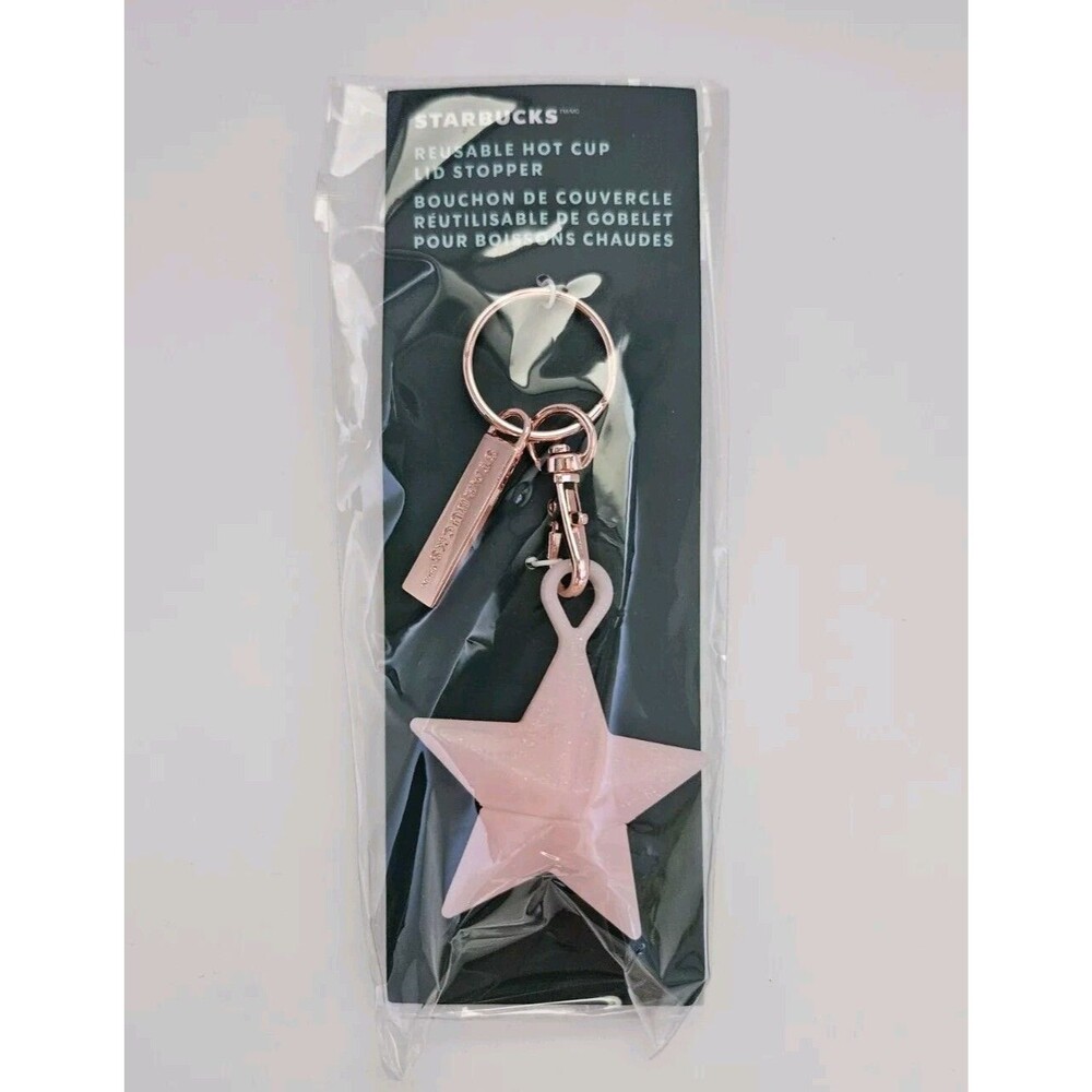 Starbucks 2023 Holiday Pink Christmas Star Reusable Hot Cup Lid Stopper Keychain